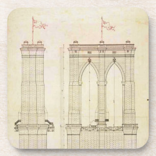 Brooklyn Bridge NYC-architectuurblauwdruk vintage Bier Onderzetter