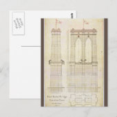 Brooklyn Bridge NYC-architectuurblauwdruk vintage Briefkaart (Voorkant / Achterkant)