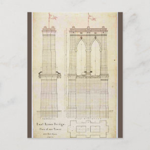 Brooklyn Bridge NYC-architectuurblauwdruk vintage Briefkaart