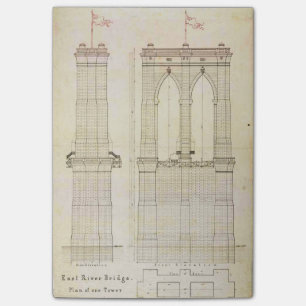 Brooklyn Bridge NYC-architectuurblauwdruk vintage Post-it® Notes