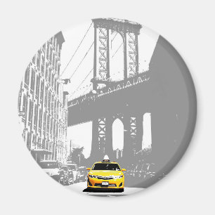 Brooklyn Bridge Nyc New York City Yellow Taxi Magneet