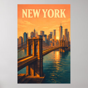 Brooklyn Bridge NYC Reis New York Vintage Poster