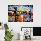 Brooklyn Bridge olieverfschilderij Poster (Thuiskantoor)