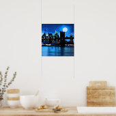 Brooklyn Bridge onder een volle maan Poster (Keuken)