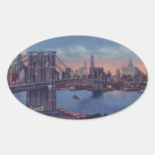 Brooklyn Bridge Ovale Sticker