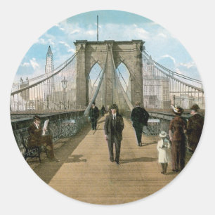 Brooklyn Bridge Promenade, New York City Ronde Sticker
