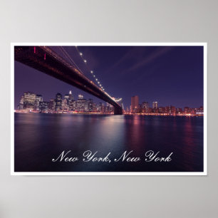 Brooklyn Bridge 's Nachts, East River, Manhattan Poster