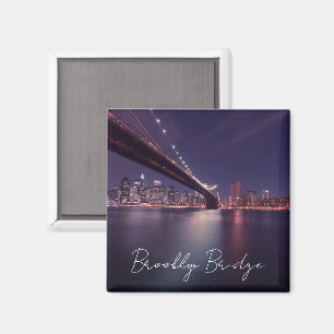 Brooklyn Bridge 's Nachts, Manhattan Lichten Magne Magneet