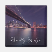 Brooklyn Bridge 's Nachts, Manhattan Lichten Magne Magneet (Voorkant)