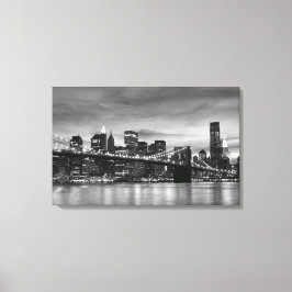 Brooklyn Bridge 's nachts, New York City Canvas Afdruk