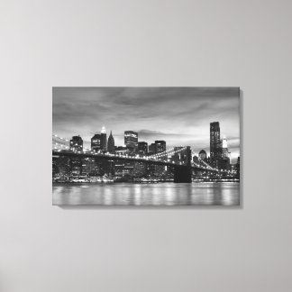 Brooklyn Bridge 's nachts, New York City Canvas Afdruk