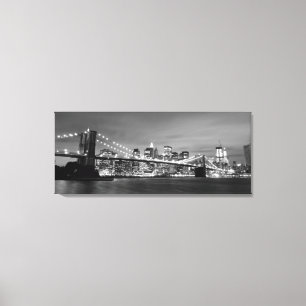 Brooklyn Bridge 's nachts, New York City Canvas Afdruk