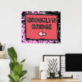 Brooklyn Bridge Sign Poster (Thuiskantoor)