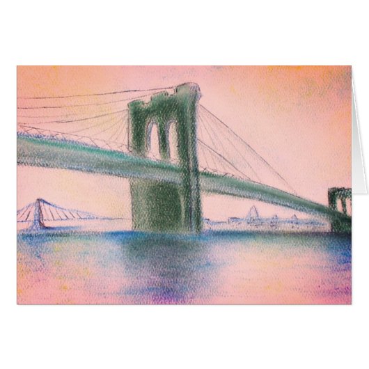 Brooklyn Bridge Sunset Serenity NYC Greeting Card (Devant horizontal)