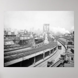 Brooklyn Bridge Terminal, 1903. Antieke foto Poster