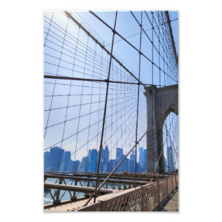 Brooklyn Bridge to Manhattan – New York City Photo Foto Afdruk