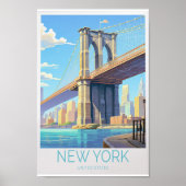 Brooklyn Bridge Travel Poster - New York Wall Art (Voorkant)