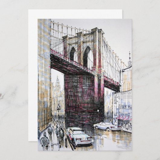 Brooklyn Bridge, USA Invitation (Devant / Derrière)