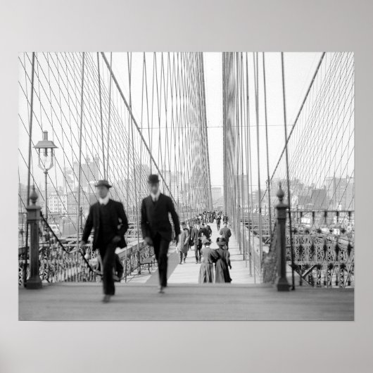 Brooklyn Bridge Walkway, 1905.  foto Poster (Voorkant)