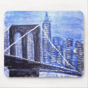 Brooklyn Bridge Winter Night Muismat