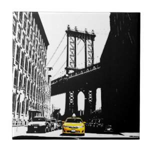Brooklyn Bridge Yellow Taxi New York City Ny Nyc Tegeltje