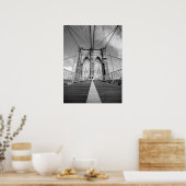 Brooklyn Bridge Zwart-wit Architectonisch Poster (Keuken)