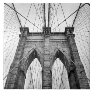 Brooklyn Bridge zwart-wit foto close-up Tegeltje