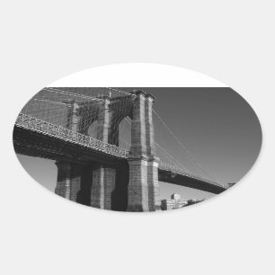 Brooklyn Bridge, zwart/wit Ovale Sticker