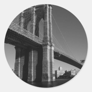 Brooklyn Bridge, zwart/wit Ronde Sticker