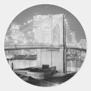 Brooklyn Bridge zwart-wit Ronde Sticker