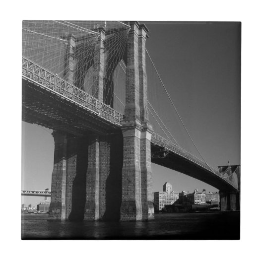 Brooklyn Bridge, zwart/wit Tegeltje (Voorkant)