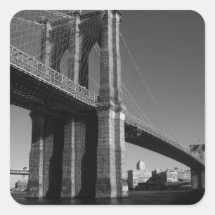 Brooklyn Bridge, zwart/wit Vierkante Sticker