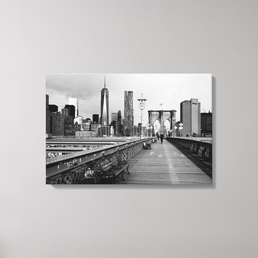 Brooklyn brug zwart-wit canvas afdruk (Voorkant)