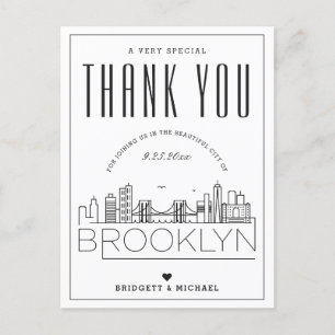 Brooklyn Bruiloft Bedankt voor Coming! Briefkaar Briefkaart