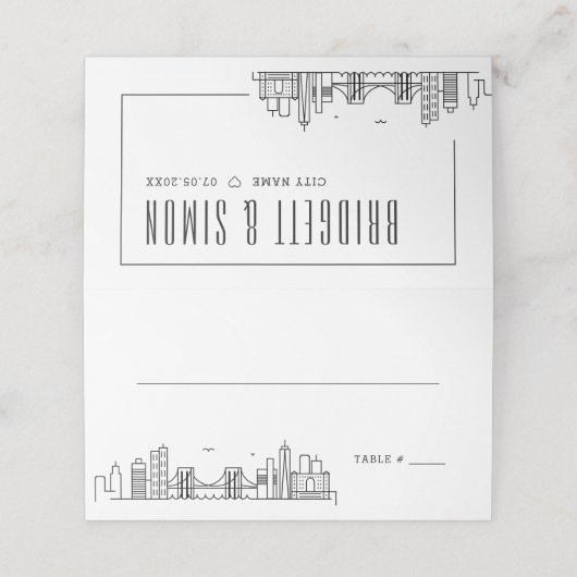 Brooklyn Bruiloft | Tabelnaam Kaarten plaatsen (Buitenkant ongevouwen)