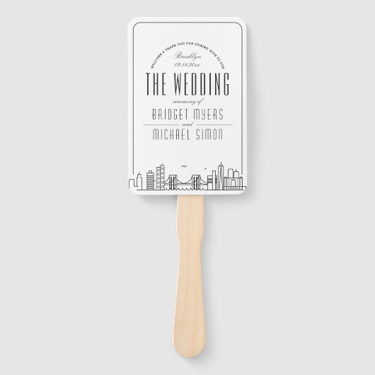 Brooklyn Bruiloft | Trouwprogramma Hand Fan Handwaaier (Voorkant)
