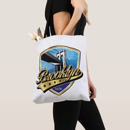Brooklyn Elegant Goud Swoosh Logo Ontwerp Draagtas (Dichtbij)