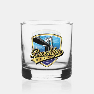 Brooklyn Elegant Gouden Swoosh Logo Ontwerp Whisky Glas