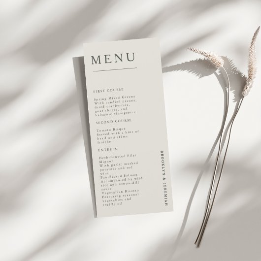 BROOKLYN Elegant Serif Wedding Dinner Menu