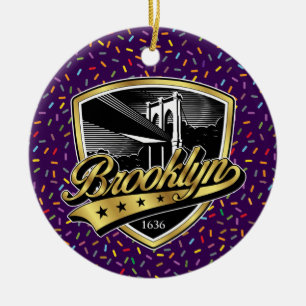Brooklyn Gold Swoosh Logo Design Keramisch Ornament