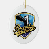 Brooklyn Gouden Swoosh Logo Ontwerp Keramisch Ornament (Rechts)