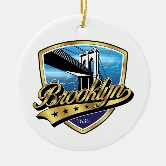 Brooklyn Gouden Swoosh Logo Ontwerp Keramisch Ornament (Voorkant)