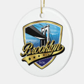 Brooklyn Gouden Swoosh Logo Ontwerp Keramisch Ornament (Links)