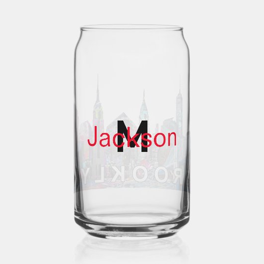 Brooklyn in graffiti met monogram blikvorm glas (Achterkant)