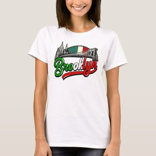 Brooklyn Italiaanse retro stijl T-shirt (Voorkant)