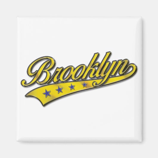 Brooklyn Logo Gold Embossed Magneet (Voorkant)