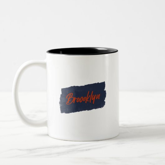 Brooklyn manuscrite Typographie rouge Café Mug (Gauche)