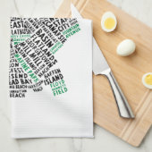 Brooklyn New York Calligram Map Tea Towel Theedoek (Quarter Fold)
