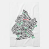 Brooklyn New York Calligram Map Tea Towel Theedoek (Verticaal)