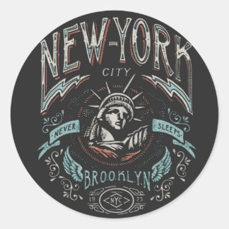 Brooklyn New York City Nyc Basic Dark Ronde Sticker